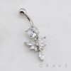DANGLE FLORAL BUTTERFLY MOTIF CHARM TEARDROP BELLY BUTTON NAVEL RING 316L SURGICAL STEEL